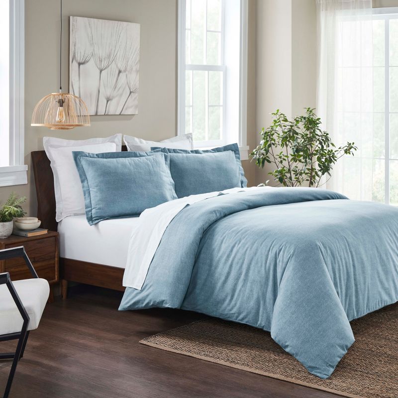 Melange Flannel Cotton Two-Toned Textured Duvet Cover Set by Blue Nile Mills, 4 of 5