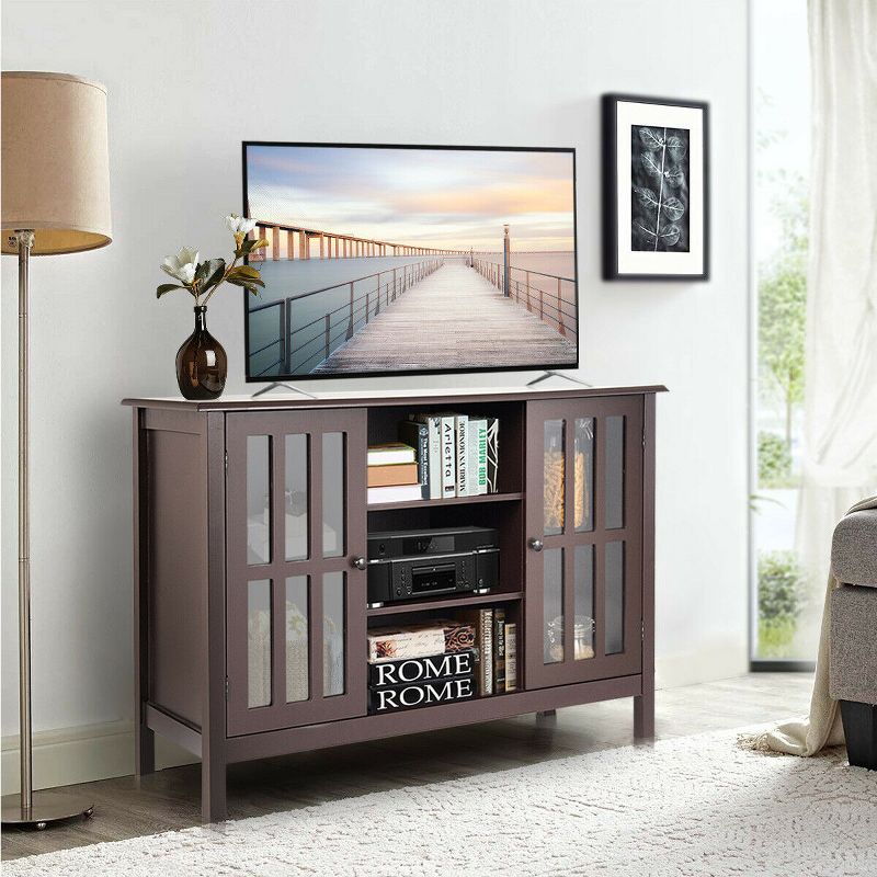 Costway Wood TV Stand Entertainment Media Center Console for TV up to 50'', 3 of 10