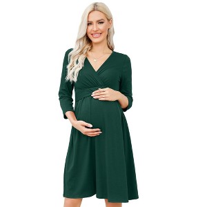 LXT-Women's Nursing 3/4 Sleeve A Line Party Midi Dress - 1 of 4