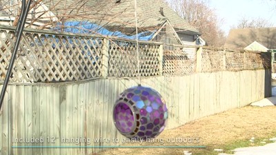 6-Inch Round Glass Mosaic Hanging Bird Feeder with Rainbow Daisies