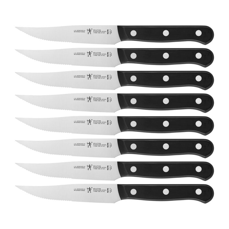 Henckels Solution Steak Knife Set of 8, Black, Stainless Steel, 1 of 2