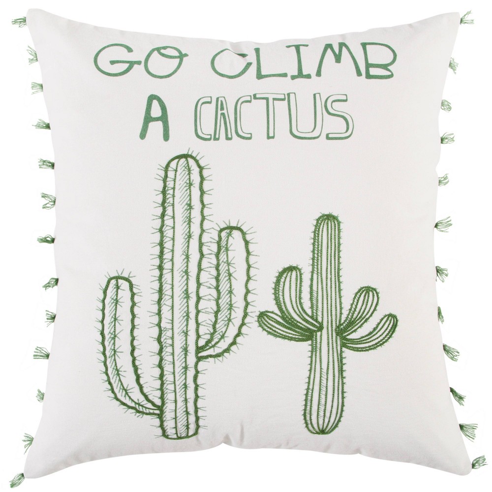 Photos - Pillow 20"x20" Oversize Cactus Poly Filled Square Throw  - Rizzy Home: Whim
