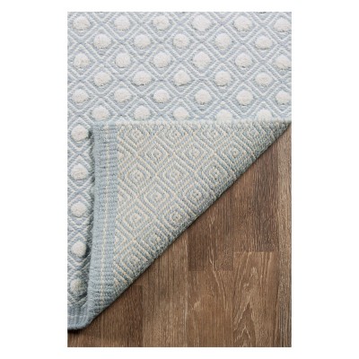 Langdon Handwoven Wool Rug in Sky Blue with Diamond Pattern