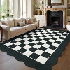 Checkered Rug Washable Rug for Living Room Non Slip Indoor Scalloped Printed Carpet Low Pile Neutral Rugs Soft Floor Cover for Bedroom Nursery - 2 of 4