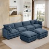 GDFStudio Oshan 130.71" Modern 4-Seater Wooden Chenille Upholstered Sectional Sofa with Movable Ottomans - 2 of 4