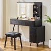 FURNIinspire Vanity Tables Dressing Table Bedroom Makeup Vanity Desk Set with Stool, Drawer Storage, 3 Color Brightness, Black, 45.5"*15.7"*52.5" - 2 of 4