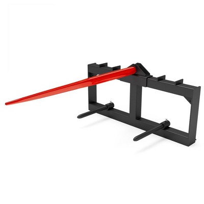 Bale Spike Hay Spear Attachments, 3000 lb Quick-Attach Skid Steer Hay Frame with 49" Hay Bale Spear & 2 x 17" Stabilizer Prongs for Tractors