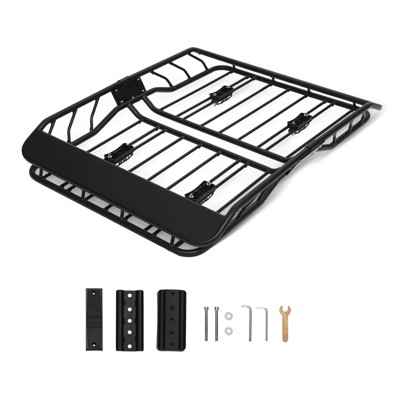 Roof Rack Basket, Heavy Duty Basket Universal Steel Rooftop Cargo Carrier, 220LBS Load Capacity Roof Basket for SUV Truck Cars, Black