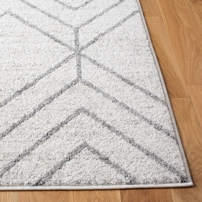 Light Grey and Dark Grey Geometric 6' x 9' Synthetic Area Rug