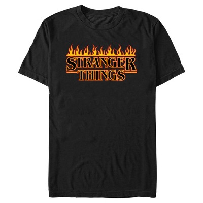 Men's Stranger Things Retro Flame Logo T-shirt - Black - Small : Target