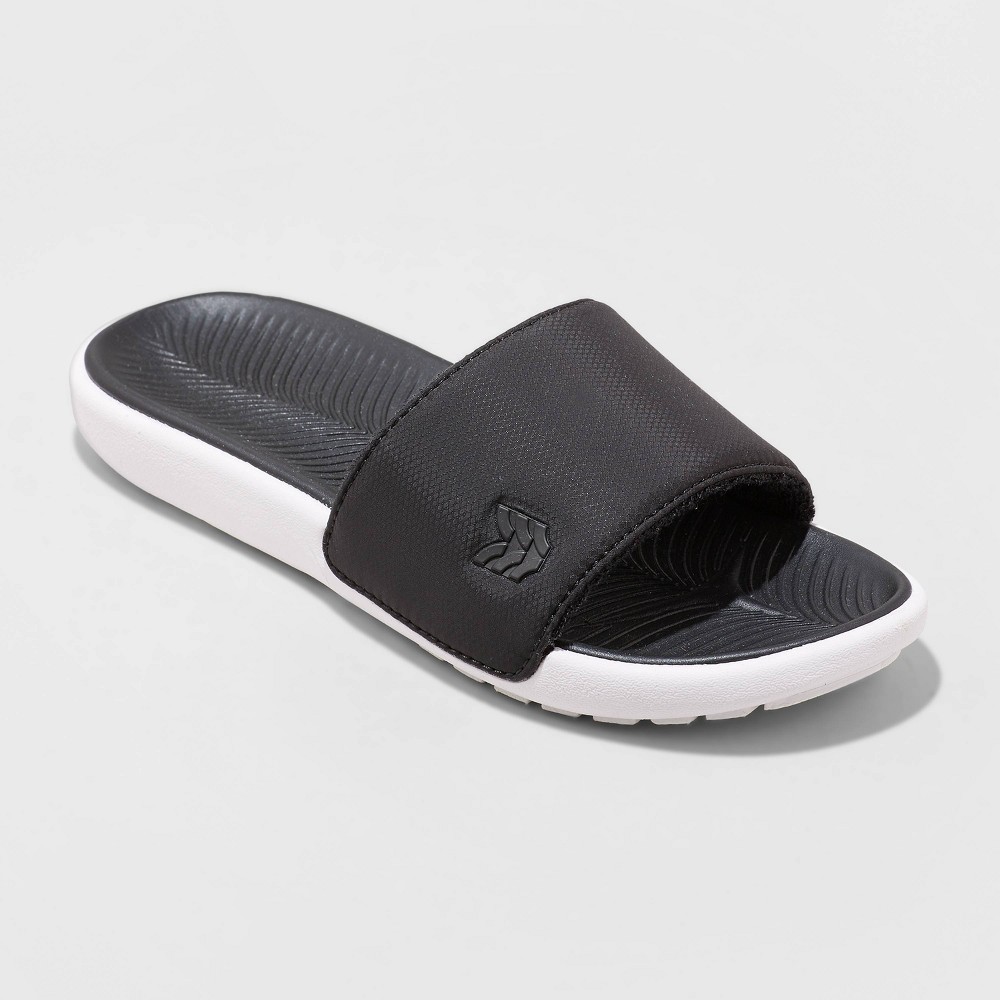 Kids' Cypress Slip-On Slide Sandals - All in Motion Black/White 6