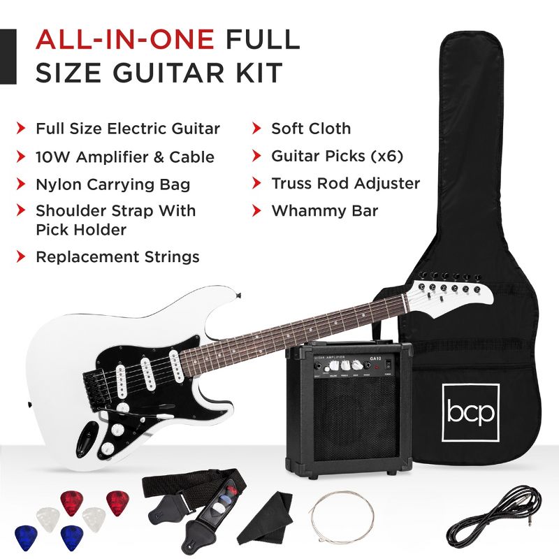 Best Choice Products 39in Full Size Beginner Electric Guitar Kit with Case, Strap, Amp, Whammy Bar, 3 of 8