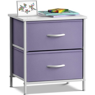 Sorbus Nightstand with 2 Drawers - Steel Frame, Wood Top & Easy Pull Fabric Bins - Great for Home, Bedroom, Office & College Dorm