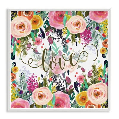 Stupell Industries Elegant Love Floral Pattern Black Framed Giclee Art
