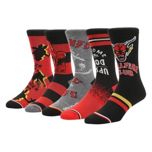 Stranger Things Mixed Character and Icons Men's 5-Pack Casual Crew Socks - 1 of 4