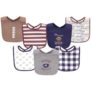 Hudson Baby Infant Boy Cotton Bibs, Gray Football, One Size - 1 of 2
