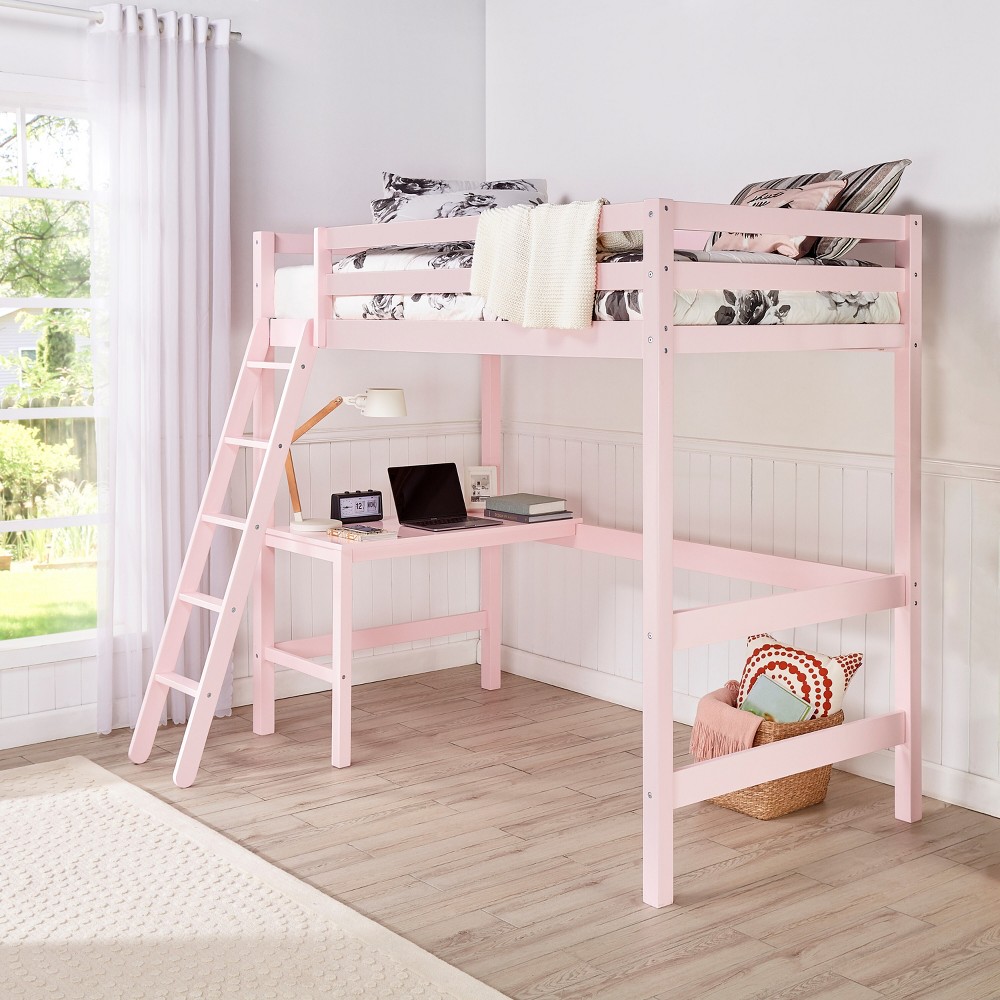 Photos - Bed Frame Twin Caspian Kids' Loft Pink - Hillsdale Furniture