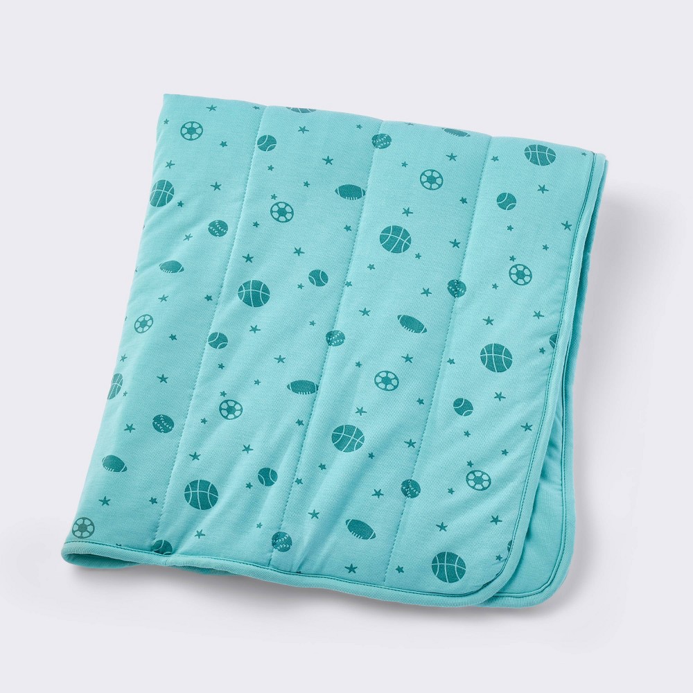 Photos - Children's Bed Linen Rayon from Bamboo Jersey Quilted Blanket - Sports - Teal - Cloud Island™