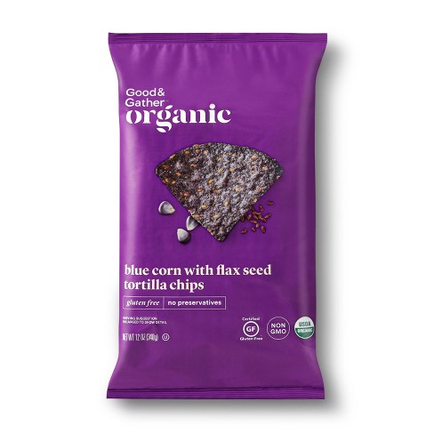 Organic Blue Corn Tortilla Chips with Flax Seeds - 12oz - Good & Gather™ - image 1 of 3