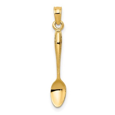 Black Bow Jewelry 14k Yellow Gold 3D Table Spoon Pendant