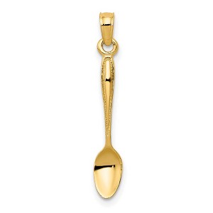 Black Bow Jewelry 14k Yellow Gold 3D Table Spoon Pendant - 1 of 4