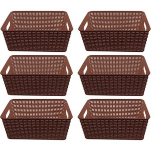 YBM Home Plastic Rattan Storage Box Basket Organizer for Bathroom, Pack of 6 - 1 of 4