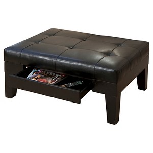 Christopher Knight Home Chatham Bonded Leather Storage Ottoman Dark Espresso: Rectangular Bench, Polyester Upholstery, Wood Frame - 1 of 4
