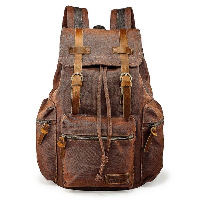 Vintage Canvas Leather Laptop Backpack College School Bookbag