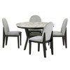 5 Piece Dining Table Set With Open Storage Shelf, Modern Round Dining Table With 4 Upholstered Chairs For Dining Room, Black White - 4 of 4