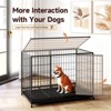 XBRIGH 42/38 Inch Dog Crates for Meidum Small Dogs Folding Metal Wire Cages Dog Kennels Pet Cage with Double-Door, Removable Tray White - 2 of 4
