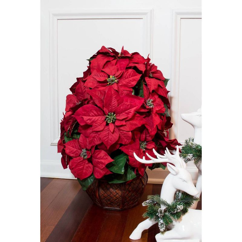 Poinsettia with Decorative Planter Silk Arrangement - Nearly Natural, 3 of 7