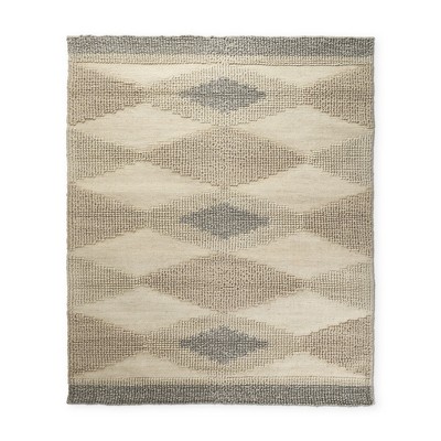 Beige Brown And Gray Wool Geometric Hand Woven Area Rug