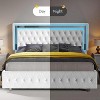 Bed Frame with Led Lights Headboard, Acrylic Mirror Accents - 4 of 4