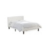 East West Furniture 2 Piece Modern Bedroom Set - Button Tufted Bed Frame - White Velvet Fabric Upholstered Headboard and a White Finish Nightstand - 3 of 4