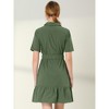 Allegra K Women's Belted Ruffled Hem Button-Down Cotton Safari Shirt Dress - 4 of 4