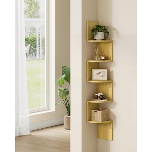 VASAGLE Corner Shelf, 5-Tier Floating Wall Shelf Plant Shelf - 1 of 4