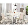 Rectangle Dining Set 5Pc Table & Chairs - Linen White Legs, Beige Fabric - Tuscan Style - 2 of 4