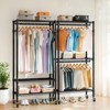 NAYSAYE Clothes Hanger Heavy Duty Rolling Clothes Rack with Adjustable Shelves and Wheels for Bedroom, Black, 35.43"*17.13"*70.87" - 2 of 4