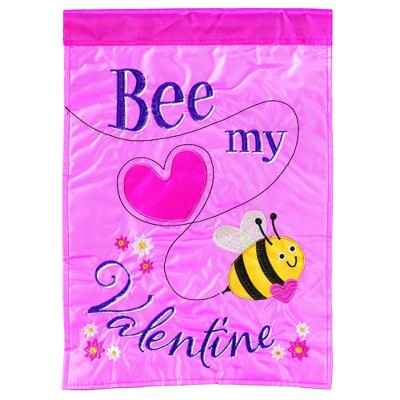 Magnolia Garden Bee My Valentine 13 x 19 Pink Polyester Outdoor Hanging Flag