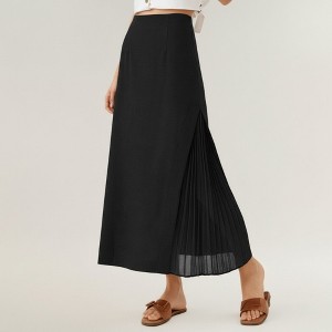 Anna-Kaci Women's Maxi Skirt with Sleek Straight Silhouette and Soft Pleated Side Panel Detail for Elegant Flowing Movement - 1 of 4