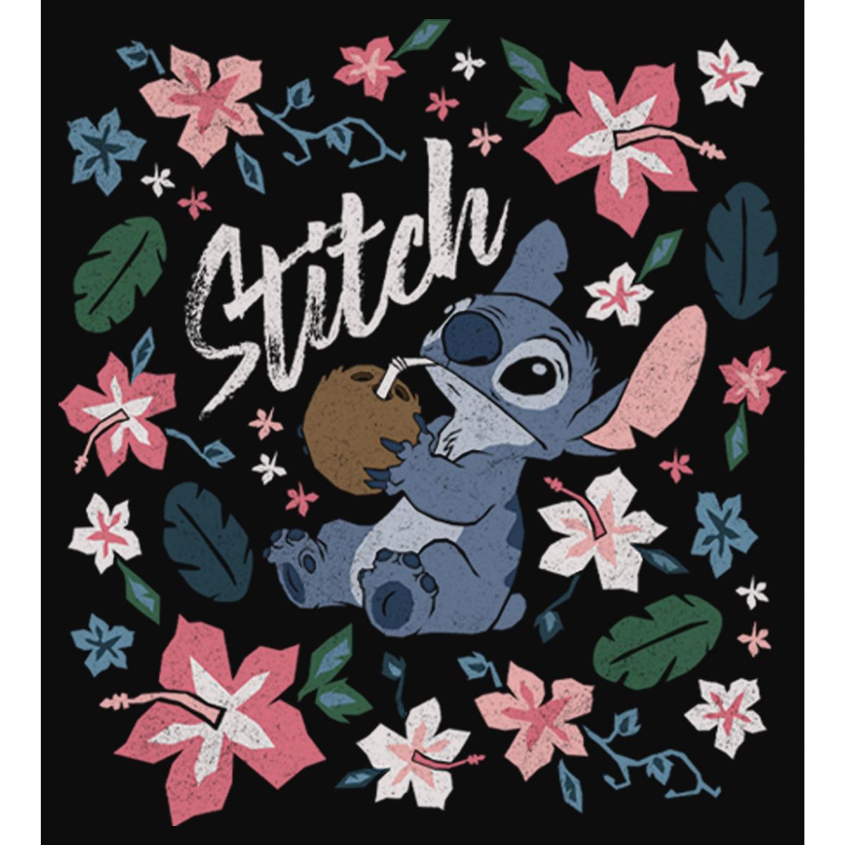 Juniors Womens Lilo & Stitch Flowers and a Coconut Racerback Tank Top - thumbnail 9
