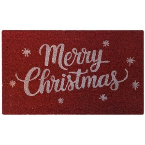Kate Aurora Red Merry Christmas Bristled Coir Outdoor Welcome Mat - 18"x30" - 1 of 3