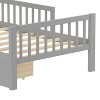Sapphtopaz Modern Twin Size Bed Frame with Headboard Storage Rack Wood Platform Bed with 2 Drawers and Side Guardrails for Bedroom, Apartment - 2 of 4