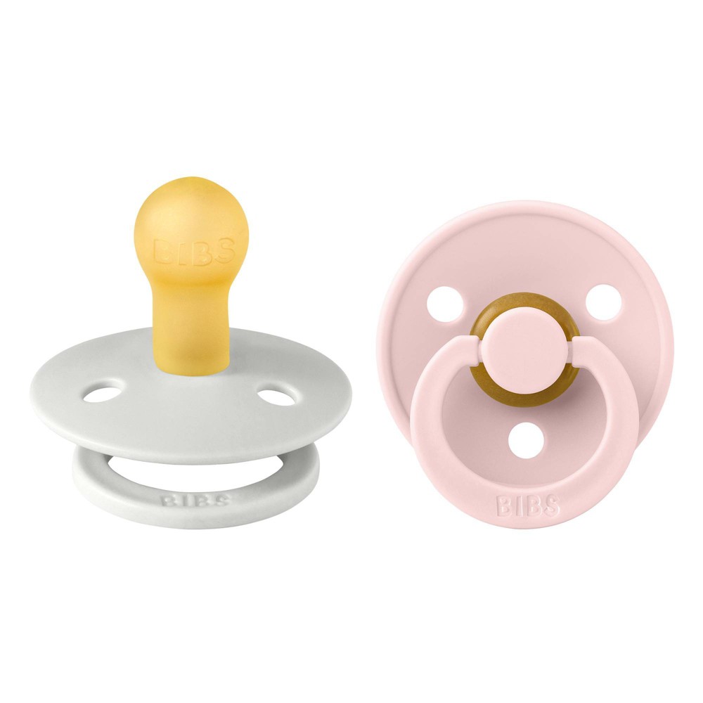 Bibs Colour Latex Pacifier - 0-6 Months - Size 1 - 2pk - Haze/Blossom: Rubber, BPA-Free, Phthalate-Free