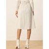 Allegra K Women's High Waist Solid Button Front A-Line Belted Corduroy Midi Skirt - 4 of 4