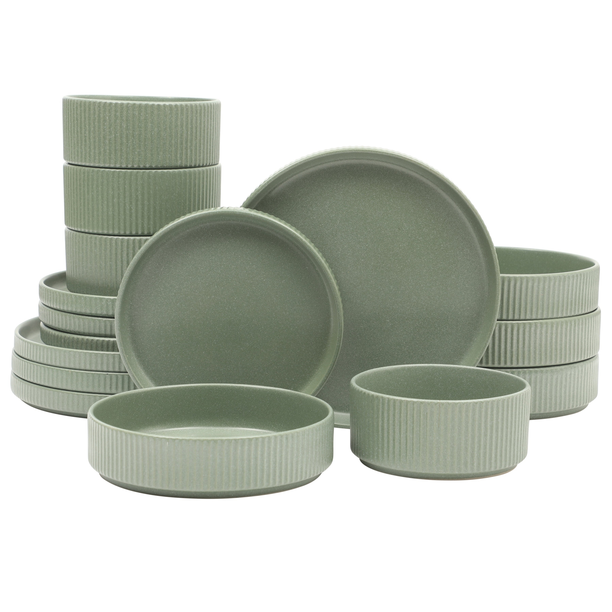Gibson Elite Deerfield 16-Piece Stoneware Dinnerware Set – Stackable, Reactive Glaze Finish, Service for 4