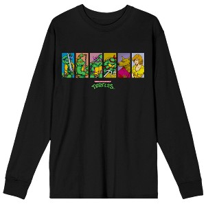 Teenage Mutant Ninja Turtles Character Panels Men's Black Long Sleeve Shirt - 1 of 1