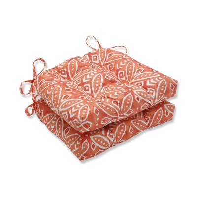 2pk Merida Pimento Reversible Chair Pads Orange - Pillow Perfect