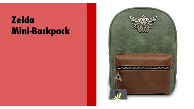 Nintendo The Legend of Zelda Leather 11&#34; Mini Backpack - Green/Brown, 2 of 15, play video