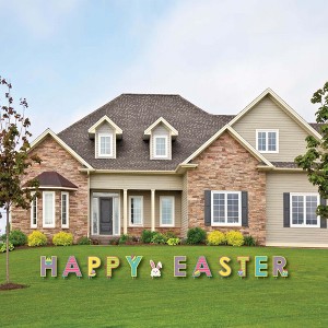Big Dot of Happiness Hippity Hoppity - Yard Sign Outdoor Lawn Decorations Easter Bunny Party Yard Signs - Happy Easter - 1 of 4